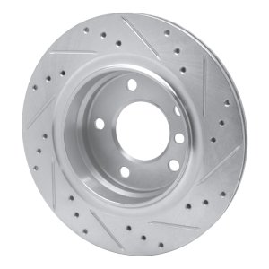 BMW 325CI Brake Rotor (1) - Rear Left - R1 Concepts - Drilled & Slotted - Silver - `99-`06